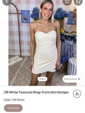 Off-White Strapless Textured Mini Romper Dress - Women